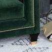 Contemporary designer sofa with luxury deep buttoning, gold studding and gold capped feet