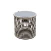 A stylish outdoor side table from Willow's Outdoor collection with a glass table top and woven base