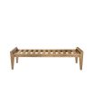 A luxuriously sumptuous cushioned natural ash wood bench with grey upholstery