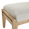 A luxuriously sumptuous cushioned natural ash wood bench with grey upholstery