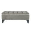 grey deep-buttoned ottoman bench with silver stunning 