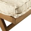 Vintage-style, wooden bench with a linen cushion