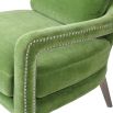 Green velvet upholstered armchair