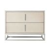 Luxurious cream coloured bedside table with two drawers and shagreen-effect finish