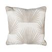 A luxurious natural-toned cushion with a beige palm leaf pattern