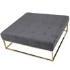 Dark grey velvet ottoman table with gold stainless steel base