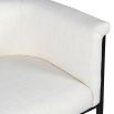 A luxury lounge chair with a curved design, white upholstery and black base