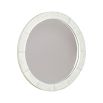 A contemporary mirror by Bernhardt with a white, planked wooden frame and distressed finish