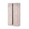 Elegant tall cabinet with parquet design and white washed wood