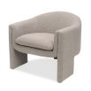 Solid wood frame armchair wrapped in Boucle Taupe fabric