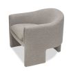 Solid wood frame armchair wrapped in Boucle Taupe fabric