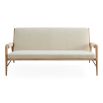 Cream boucle sofa with wooden frame 