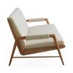 Cream boucle sofa with wooden frame 