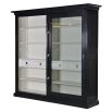 Black finished wood, clear glass wall display unit