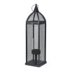 black woven lantern made from fir wood and bamboo