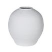 round ceramic vase with a matte white finish 