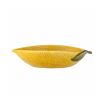 A ceramic serving bowl shaped like a lemon, with textured finish 
