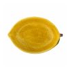 A ceramic serving bowl shaped like a lemon, with textured finish 