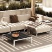 White, outdoor right hand facing chaise longue with black frame 