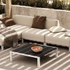 Outdoor, middle module of corner sofa in white with black frame