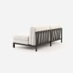 White, contemporary, armless, outdoor sofa with black frame