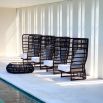 Gorgeous high-back outdoor armchair in black with bespoke cushions