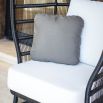 Gorgeous high-back outdoor armchair in black with bespoke cushions