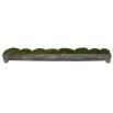 artificial moss display in long, distressed container