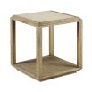 natural oak side table with rattan cane work and tempered glass 