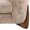 Ultra cosy faux wool upholstered sofa in beige with wooden feet