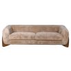 Ultra cosy faux wool upholstered sofa in beige with wooden feet