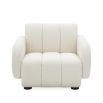 Luxurious white boucle fabric armchair with deep seating and black legs