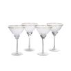 A dazzling set of 8 glass martini glasses with golden details