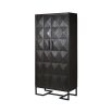 charcoal cabinet with diamond detailing and bronze accents