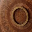 Striking sideboard with radiating circular wood inlay and round brass handles