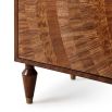 Striking sideboard with radiating circular wood inlay and round brass handles