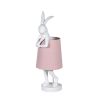 white rabbit table lamp with pink lampshade 