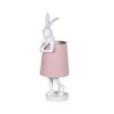 white rabbit table lamp with pink lampshade 