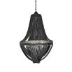 chic beaded chandelier crafted from black wooden beads and iron  