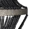 chic beaded chandelier crafted from black wooden beads and iron  