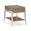 Luxurious modern side table with shelf and drawer and silver leaf details