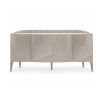 A luxury sideboard by Caracole with Art-Deco inspired inlay and a champagne finish