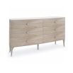 Six drawer chest with elegant wood finish and stone top