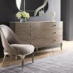 Six drawer chest with elegant wood finish and stone top