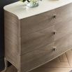 Six drawer chest with elegant wood finish and stone top