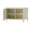 Ravishing, textured white cabinet with curved edges and internal shelving