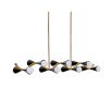 A luxurious brass and black wave chandelier by Jonathan Adler