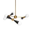 A luxurious geometric 6 light brass and acrylic chandelier 