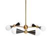 A luxurious geometric 6 light brass and acrylic chandelier 