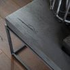 Square coffee table in matt black finish with 6cm wooden top and slender metal frame